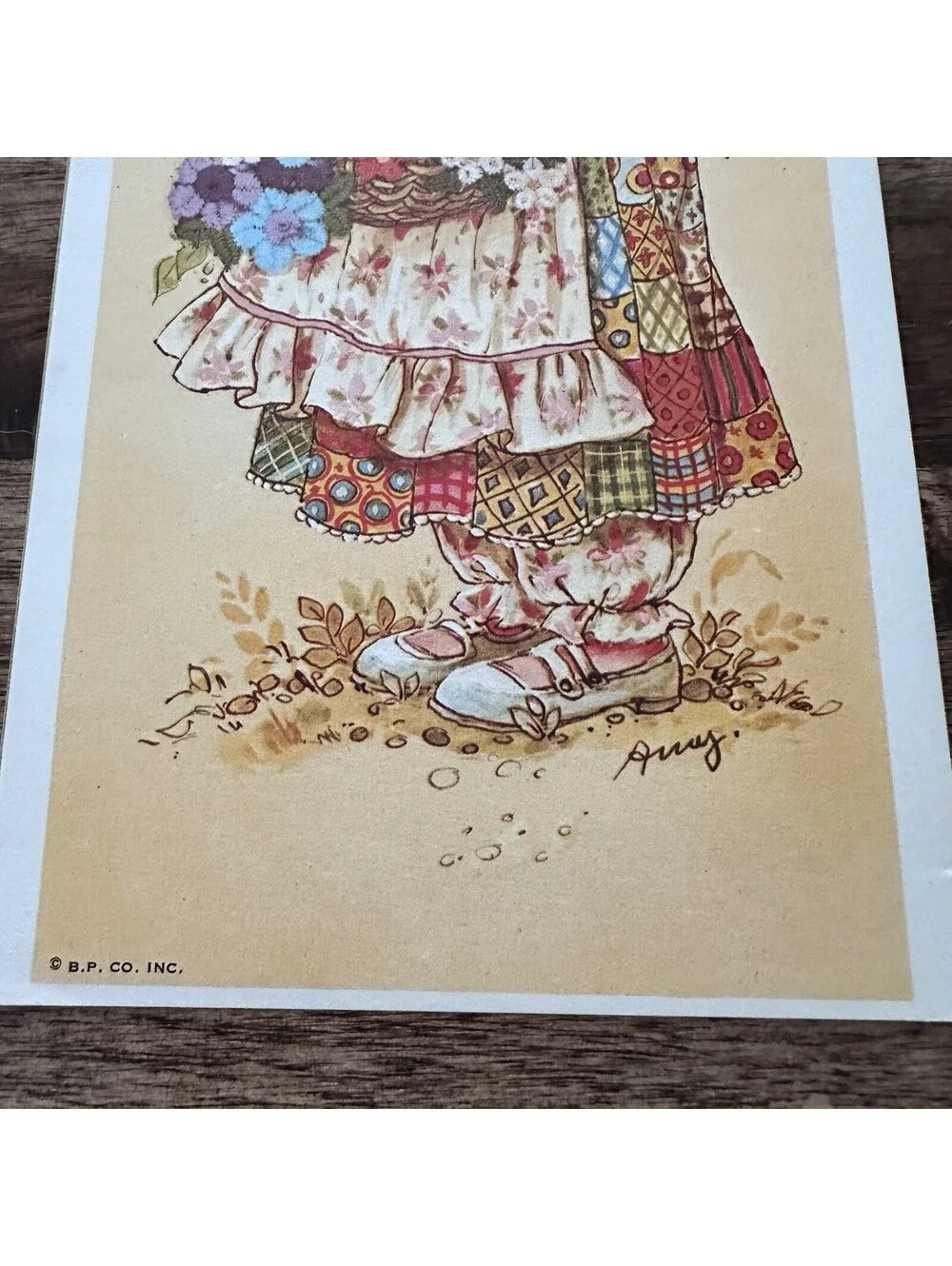 2 Vintage 1970’s Holly Hobbie Decoupage Ephemera Patchwork Print 4.5”X 10.5” Amy